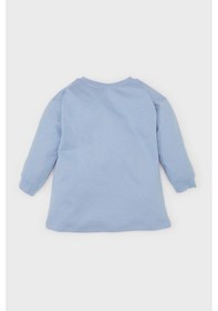 Resim DeFacto Kız Bebek Disney Lilo & Stitch Bisiklet Yaka Uzun Kollu Sweat Elbise D8439A524AUBE551 Mavi 
