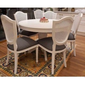 Resim Masifart 120 cm Yuvarlak Baba Ayak Masa + 6 Sandalye Takımı 