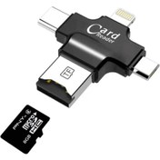 Resim AN4190 4 In 1 iPhone Android Microusb + Type-C Otg Tf ve Sd Kart Okuyucu Yazıcı 