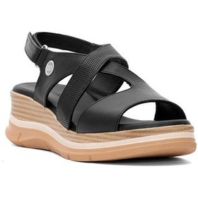 Resim Mammamia D25ys-2790 Kadın Hakiki Deri Düz Sandalet Siyah Siyah 