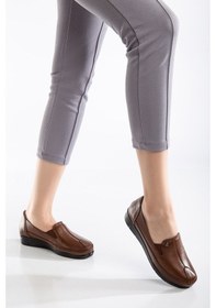 Resim 92101 Ortopedik Kadın Deri Ayakkabı Topuk Dikeni İçin Uygundur Taba 