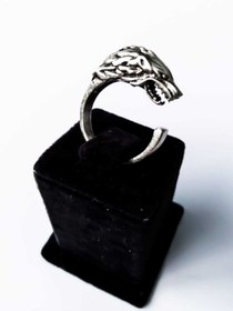Resim Antique Dolunay Antik Gümüş Kaplama El Yapımı Unisex Ayarlanabilir Game Of Thrones Stark Ulu Kurt Yüzük 
