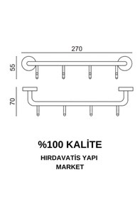 Resim Çelik Banyo Paslanmaz Pirinç Eser 4 Lü Askılık Gri 