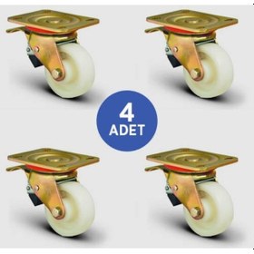 Resim Emes ED01HKZ55F Döner Tablalı Frenli Poliamid Tekerlek 4 Adet 