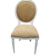 Resim Bengimobilya Sandalye Madalyon Kayın Torna Ayak Parlak Beyaz Boya Kalite Keten (501868078) 