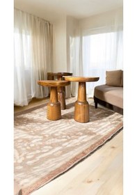 Resim Wood Ahşap 3 Lü Set Mantar Yan Sehpa / Tik Ağacı Renk / Zigon Sehpa Tik Ağacı 