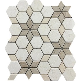 Resim Tuqco Doğaltaş Fileli Starline Traverten Mix Eskitme Mermer Mozaik 