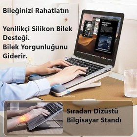 Resim NewPole Taşınabilir Dizüstü Bilgisayar Standı Bilek Koruma Pedli Aayarlanabilir Yükseklik Kaymaz Padli Dizüstü Bilgisayar Standı/Tablet/Kitap ve Çizim Tabletleri ile uyumludur 