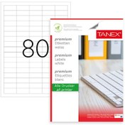 Resim Tanex Tw-2180 A4 37 X 14.25 MM Beyaz Lazer Yazıcı Etiketi 