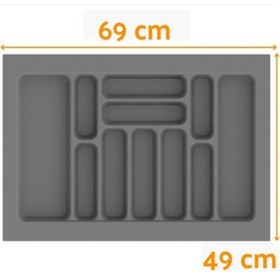 Resim Çekmece İçi Kaşıklık Ve Kepçelik Düzenleyici Gri 69x49 Cm 62x40 Cm Kadar Kesilebilir Grı 