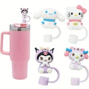 Resim Sanrio Karikatür Yeniden Kullanılabilir Saman Kapakları - Toz Geçirmez, 10mm Samanlara Uyar, Her Yaş İçin Renkli İçecek Aksesuarları, Mükemmel Hediye Fikri 
