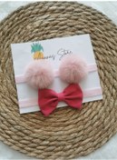 Resim Kız Bebek Peluş Ponpon Bandana Ve Fiyonk Bandana Seti 