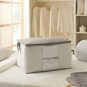 Resim Büyük Boy Pvc Pencereli Gri Çizgili Stuff & Things Hurç 60 X 43 X 35 Cm Ocean Home Textile