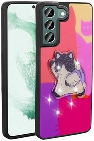Resim Zore Galaxy ile uyumlu S21 FE Kılıf Parlayan Kabartmalı İkonik Figürlü Zore Amas Silikon Kapak Mor 