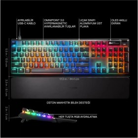 Resim Steelseries Apex Pro Gen 3 Rgb Omnipoint Switch Kablolu Mekanik Oyuncu Klavyesi Outlet 