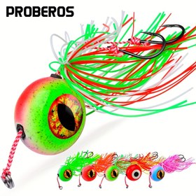 Resim Proberos 1 adet Yavaş Jig Başlığı Balıkçılık Yem - Metal Yardımcı saç tokası ile Karides Skirt, Karışık Renkler, Tuzlu Su Karides Skirt - Attractant Balıkçılık Gea 