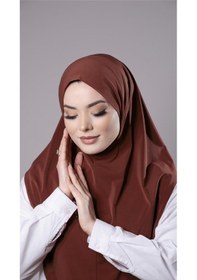 Resim Hürrem Bone Kiremit Pratik Hazır Geçmeli Tesettür Eşarp Sandy Kumaş Düz Hijab 2308 05 