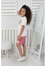 Resim Belle Baskı Kız Çocuk Şortlu Takım-90343 Pembe 