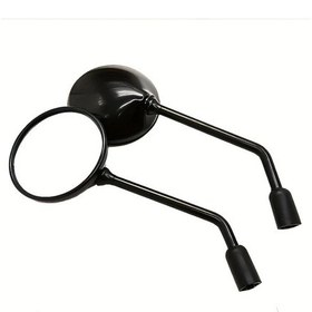 Resim Tongdashop 2'li Motosiklet Ayna Seti - 10mm Siyah Yuvarlak Universal Scooter Off-road Touring Dirt Bike Aynaları 