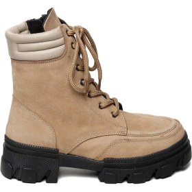 Resim Bestello Bağcıklı Kauçuk Taban Düz Bot 101-41030 Kadın Bot Bej 