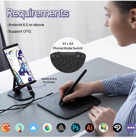 Resim Gaomon S630 5x3.2 Inc Osu 4 Ekspres Tuşlu Grafik Tabletler 