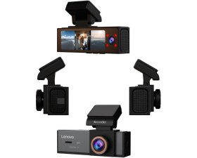 Resim Lenovo Araç İçi Kamera 1080P Dokunmatik Wifi Ön İç ve Arka Araç Kamerası Q7 7302 Siyah 