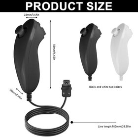Resim 2'li paket Nunchuk Controller Wii için: Remote Nunchuk Jostick Game Controller uyumlu, yedek kumanda uyumlu, Nunchuck kontrol cihazı, Nintendo Wii ve Wii U video oyunu oyun pedleri ile uyumlu 