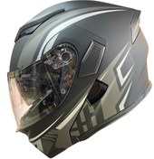 Resim KC - 902 Çene Açılır Kask Güneş Vizörlü Siyah - Gri ( M ) 