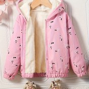 Resim Küçük Kızlar için Pembe & Beyaz Çiçek Desenli Kapüşonlu Ceket - Tam Fermuarlı, Sıcak Kışlık Mont, Makinede Yıkanabilir Dış Giyim, Pembe Çiçek Deseni & Kapüşonlu (Kemer Yok, Kolay Giyilir/Çıkarılır) - Günlük Sonbahar & Kış Kıyafetleri 