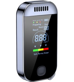 Resim Qingmipy Siyah Mini Alkol Testeri - Dokunmadan Üfleme Sensörü İle Yüksek Hassasiyetli Renkli Ekran, Dahili Li-pol Batarya, Hızlı Tespit 0.000-0.199% Bac Siyah 