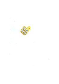 Resim 925ayar Gümüş Üzerine Altın Kaplama Zirkon Taş Detaylı Çiçek Figürlü Tragus Kıkırdak Piercing Altın 
