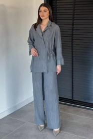 Resim Perry Kadın Ön Bağlamalı Kimono İkili Takım Antrasit TZL-P-00020750 