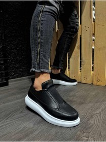 Resim KN Fashion Mp911 Bt Bağcıksız Lastikli Ortopedik Yüksek/kalın Taban Erkek Sneaker Siyah 