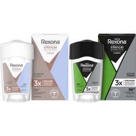 Resim Rexona Clinical Protection Shower Clean Kadın Stick Deodorant 45 ML + Rexona Men Clinical Protection Active Fresh Stick Deodorant 45 ML 