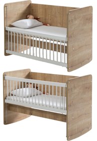 Resim Babywhen BW1071 Sallanan Anne Yanı Kademeli Bebek Beşik - Yatak Dahil - 60x120 - Ahşap 