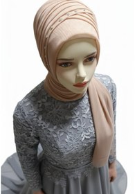 Resim Ergül Duvak Simsiz Sütlü kahve Nuray.Duvak,Hazır Duvak,Düğün,Hazır şal,Hazır türban,Abiye şal,Sünnet,Nişan,Söz 
