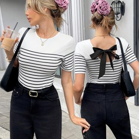 Resim YY0403327 Arka Yanda Papyonlu Tatil Rahatlığı Tişört 