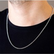 Resim 14 Ayar Altın Beyaz Erkek Zincir Kolye 55 Cm N11.776 