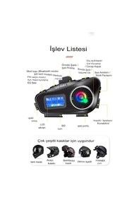 Resim Q58-max Ralu 2 Kişi Bağlantılı Bluetooth Kask Kulaklık Ekranlı Fenerli Müzik Ve Telsiz Intercom 
