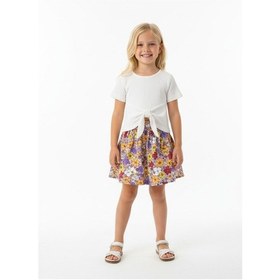 Resim Sea Bubbles Çiçek Desenli Kız Çocuk Etekli Takım Krem 