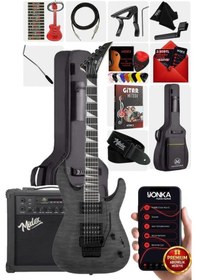 Resim Maxword Grade-25amp Gray Rosewood Yüksek Kalite Floyde Rose 25w Amfili Elektro Gitar 