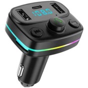 Resim woodhub Fm Transmitter 5.0 Led Işıklı Bluetooth Araç Kiti Usb Mp3 Sd Kart Çakmaklık Girişli Oto Müzik Çalar 