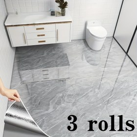 Resim 3 Rulo Büyük Mermer Desenli Kendinden Yapışkanlı Su Geçirmez Vinil Yapıştır & Çıkar - Mermer Desenli Lüks Vinil Tahtalar (LVP), Banyo, Duş, Küvet - Kolay DIY Montaj, Mermer Görünümlü Karo Yedek (40cm x 300cm) 