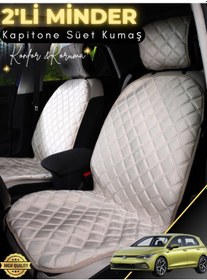 Resim Volkswagen Golf 8 Uyumlu 2'li Süet Oto Koltuk Minderi Terletmez Universal Tam Koruma A4 
