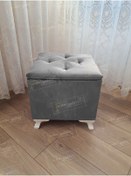 Resim Lüks Sandıklı Tabure Puf 45 X 45 Cm Gri 