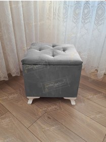Resim Lüks Sandıklı Tabure Puf 45 X 45 Cm Gri 