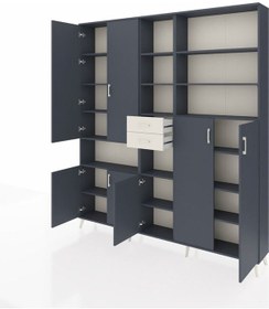 Resim Arges Dolap 17 Raflı 2 Çekmeceli 7 Kapaklı 220x30x243 Antrasit-antrasit/aytaşı Antrasıt/aytası 