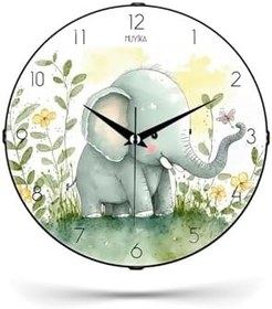 Resim Muyika Çocuk Odası Saati Dekoratif Sessiz Fil Desenli 26Cm Pds-26 Myk9920-5 Fil 