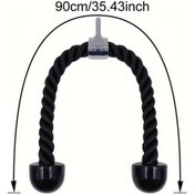 Resim Cloudstore Siyah Çift Başlı 90 Cm Triceps Halatı, Kol Kası Direnç Bandı, Vücut Geliştirme Ekipmanı 