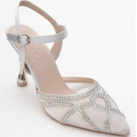 Resim Luvi Shoes Volby Gümüş Saten Taşlı Kadın Abiye Ayakkabı Gümüş 